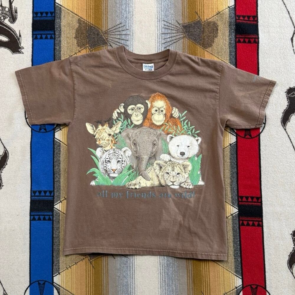Vintage 90s Animals Outdoor Nature T-Shirt Size Large “All My Friends Are Wild!”